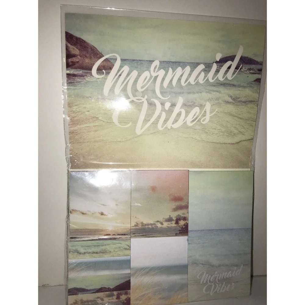 Mermaid Vibes Sticky Note Set Beach Ocean Theme Multi Size Adhesive Pads NEW